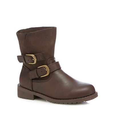 bluezoo Girls' brown buckle boots